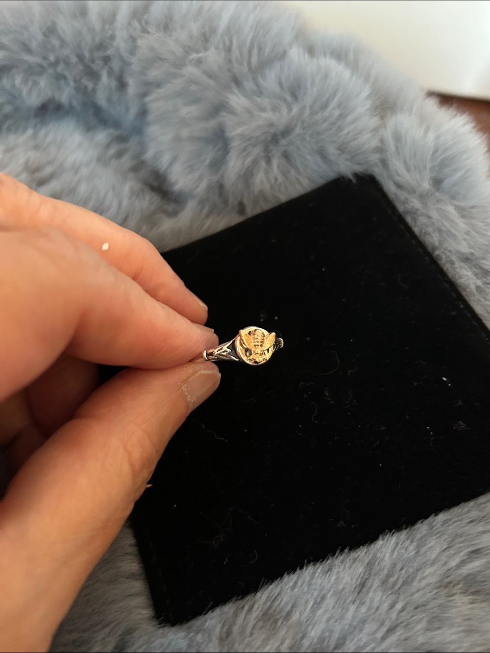 Gold and Silver Bee  Accent Ring - Women's Jewelry